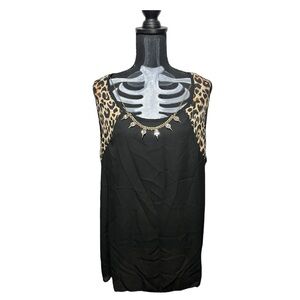 Ashley Stewart leopard print tank top with necklace